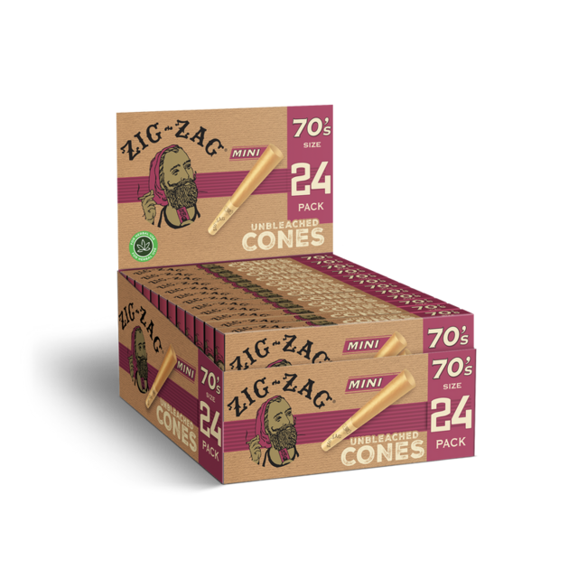 ZIG ZAG 70'S SIZE MINI UNBLEACHED CONES 24CT