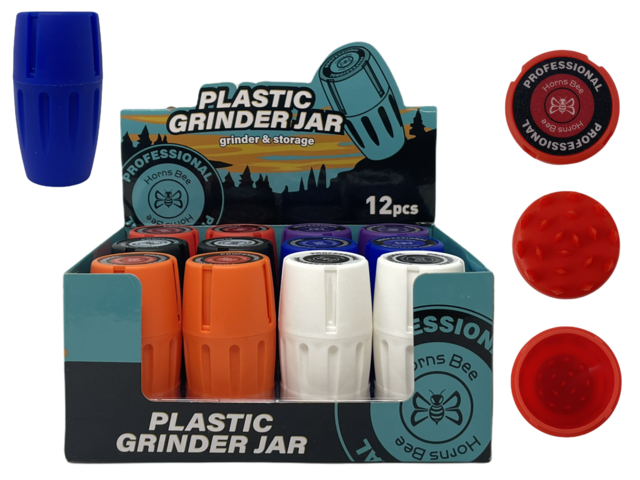 HORNS BEE PLASTIC GRINDER JAR & STORAGE BOX OF 12
