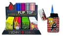 TECHNO TORCH #19607-DRIP1 SUPREME DESIGN FLIP TOP TORCH LIGHTERS BOX OF 20